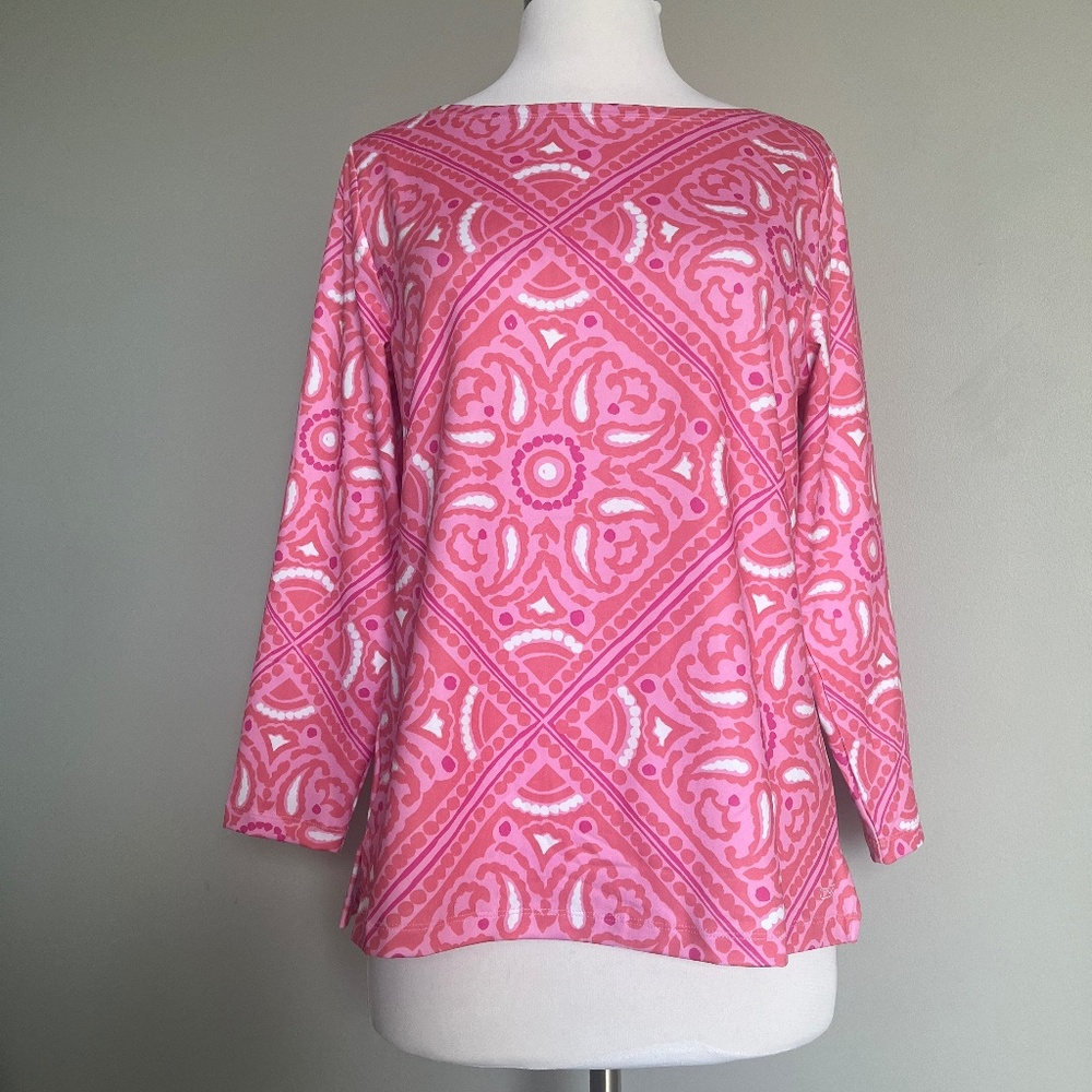 Vineyard Vines Scarf Printed Sankanty Sunguard Swim Beach UPF 50+ Top T-shirt